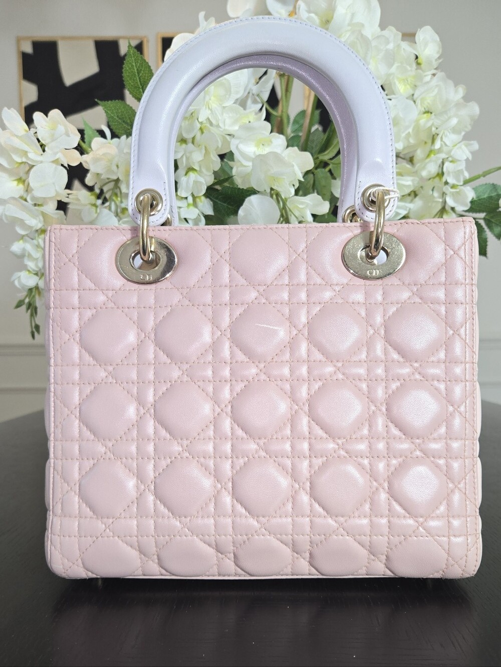 CHRISTIAN DIOR Lambskin Cannage Medium Tri-Color Lady Dior in Rose Pale - Picture 2 of 13
